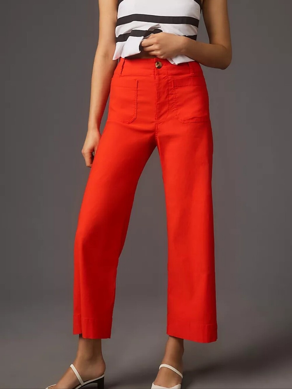 Maeve Colette High-Rise Wide-Leg Pants in Magic Fabric Bright Fire Red Size 27